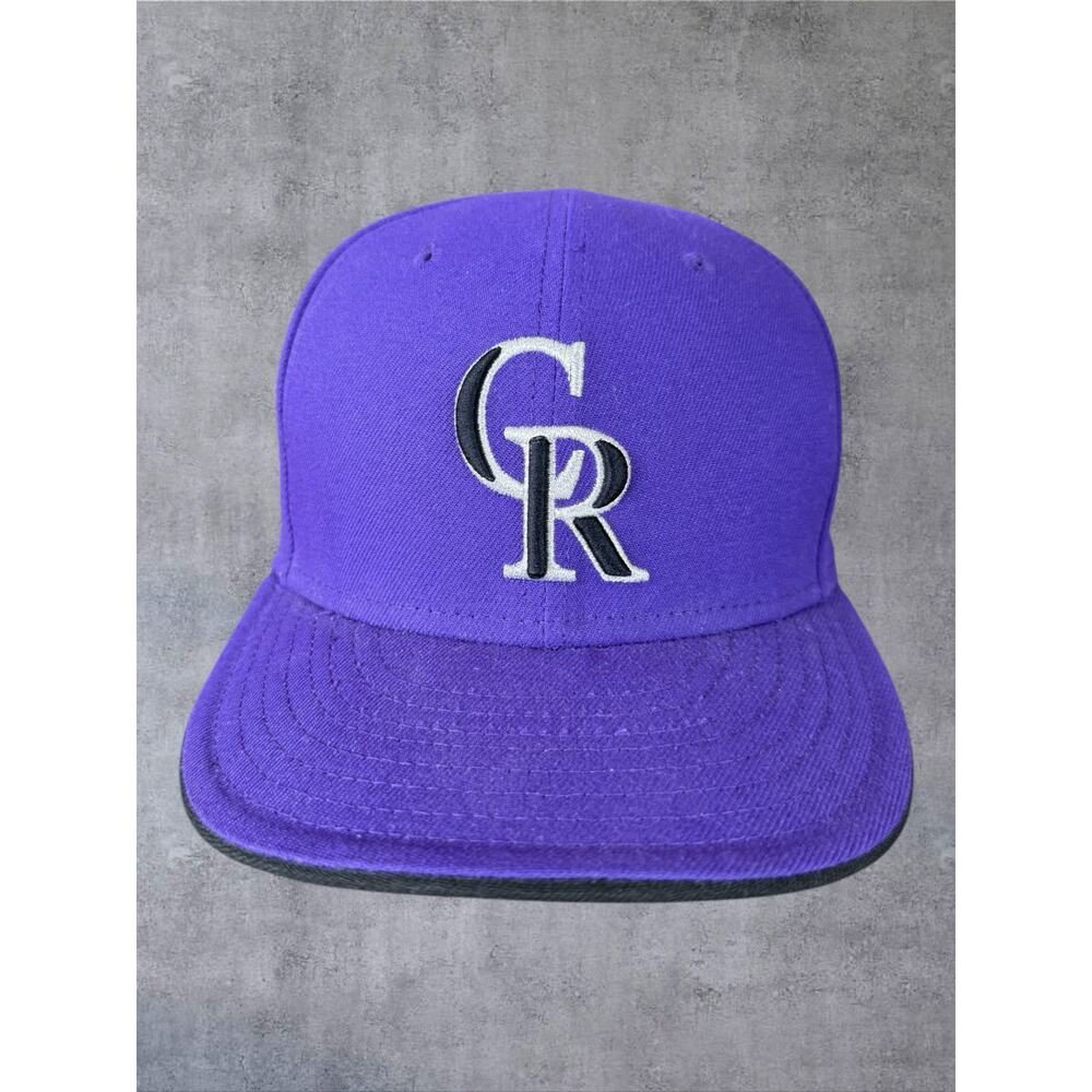 New Era 59FIFTY Colorado Rockies Hat Size 7 1/8 Purple Black MLB On-Field Fitted